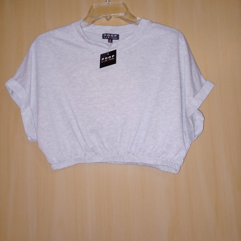 Juniors Grey crop top.